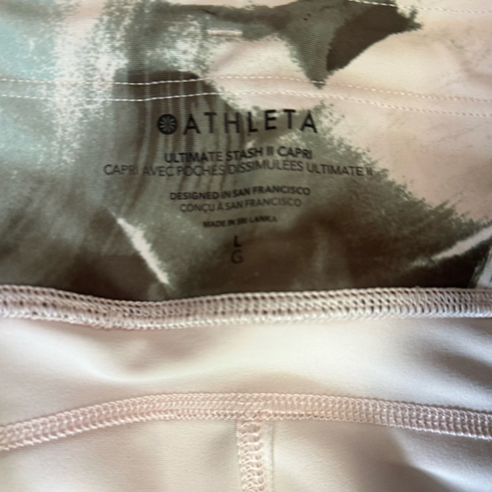 Athleta Ultimate Stash II Capri color Painted Energy Olive Size large, leggings - Picture 4 of 8